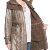 Women's Mid-Length Brown Duster Fur Coat