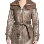 Women's Mid-Length Shearling Duster Trench Coat