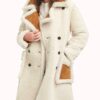 Women's Shearling Double Breasted Suede Leather Coat