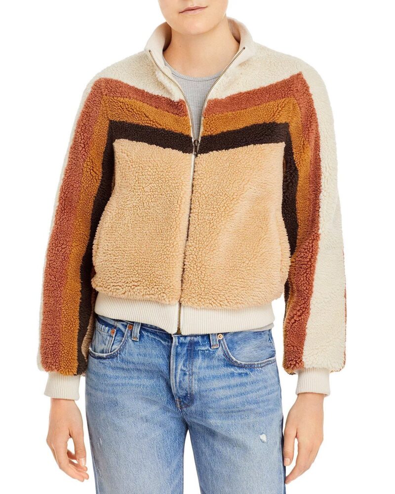 Annaleigh Ashford Fur Brown Striped Jacket