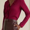 Grace Fraser Pink Band Collar Blouse Shirt