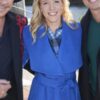 Jessy Schram A Nashville Christmas Carol Blue Wool Trench Coat