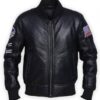 Men's Black American Flag Leather Jacket