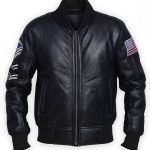 Men's Black American Flag Leather Jacket