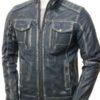 Men's Leather Biker Waxed Jacket