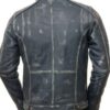 Men's Leather Biker Waxed Jacket Back