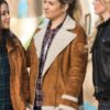 Briana Buckmaster Supernatural Donna Hanscum Brown Shearling Leather Jacket