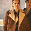 Briana Buckmaster Supernatural Donna Hanscum Brown Shearling Suede Leather Jacket