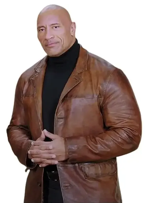 Dwayne Johnson Red Notice Leather Coat