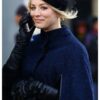 Kaley Cuoco The Flight Attendant Cassie Bowden Blue Wool Cape Coat