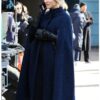 Kaley Cuoco The Flight Attendant Cassie Bowden Navy Blue Cape Coat