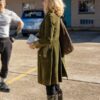 Kim Cattrall Filthy Rich Margaret Monreaux Suede Leather Green Coat