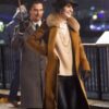 Michelle Dockery The Gentlemen Brown Wool Coat With Fur Collar