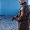 Red Notice Dwayne Johnson Brown Leather Coat