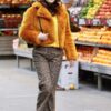 Selena Gomez Only Murders in the Building Faux Fur Orange Jacket