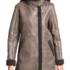 Brown Shearling Leather Coat For Women