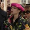 Emily Cooper Emily In Paris Lily Collins Black Floral Puffer Jacket