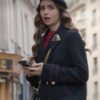 Emily Cooper Emily In Paris Lily Collins Blue Wool Coat