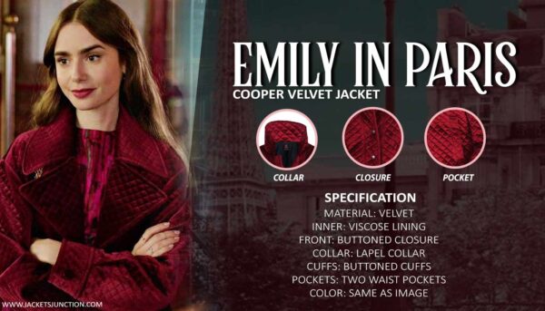 Emily In Paris Lily Collins Maroon Jacket