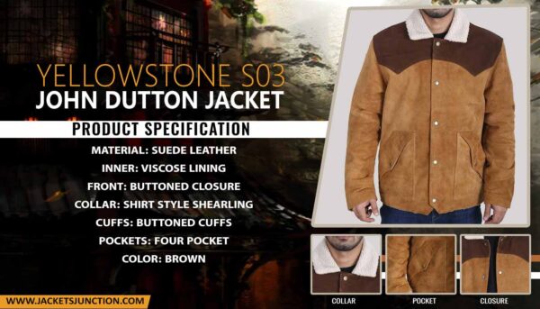 Yellowstone S03 John Dutton Brown Suede Jacket