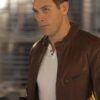 Kevin Alejandro Lucifer Dan Espinoza Brown Biker Leather Jacket