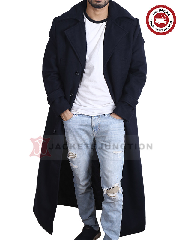 Lupin 2021 Arsene Diop Wool Black Trench Coat