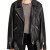 Tv Series Emily In Paris Camille Razat Black Biker Leather Jacket