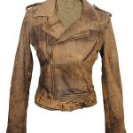 Women's Distressed Brown Leather Jacket