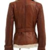 Women's Double Breasted Brown Shearling Leather Jacket