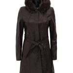 Women's Prato Hooded Brown Leather Coat