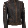 Women's Stars and Stripes Aged Brown Leather Jacket