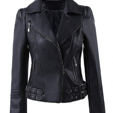 Buy Now - Women's Zip Up Black Leather Motorcycle Jacket