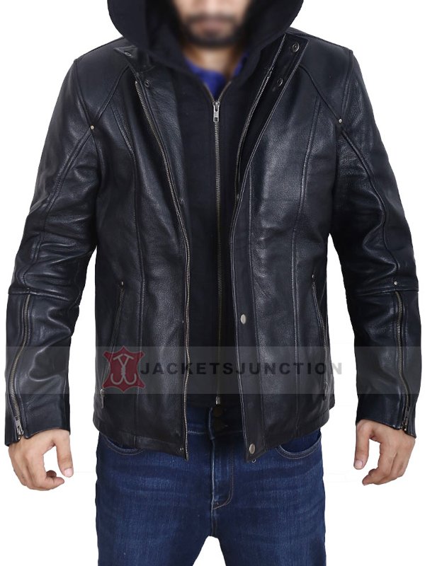 Highschool Biker Style Black Leather Jacket For Men's