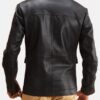 4 Flap Pockets Leather Black Jacket For Men's