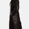 Black Leather Long Coat For Men's