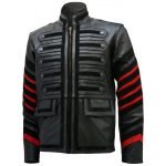 Black Leather Military Jacket For Men's