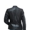 Black Quilted Design Black Leather Jacket For Women's