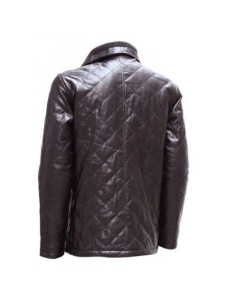 Men's Elegant Leather Quilted Jacket | Brown Quilted Jacket