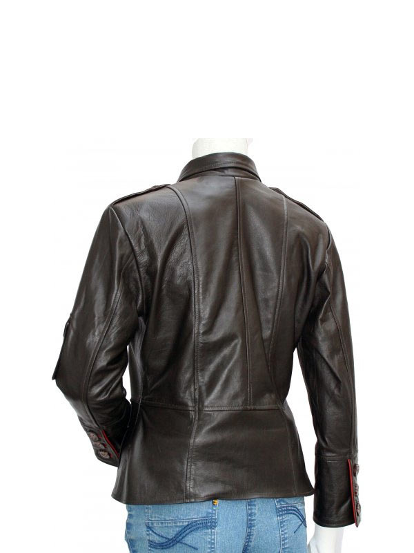 Four Pockets Browm Leather Biker Jacket