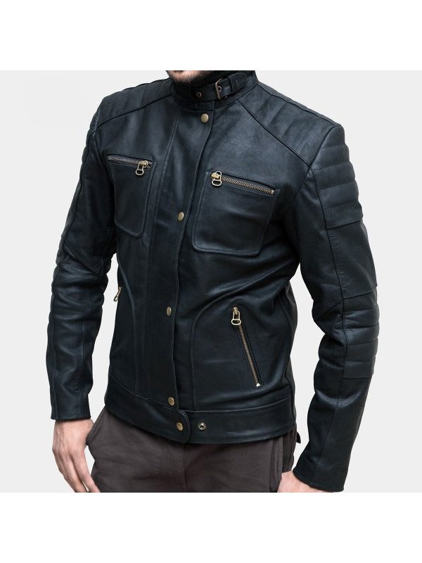 Hispar Black Vintage Motorcycle Jacket For Men's