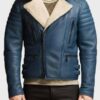 Men'S Asymmetrical Shearling Leather Jacket