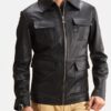 Men's 4 Pockets Black Leather Jacket