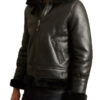 Men's Black B-3 Sheepskin Leather Bomber Jacket