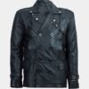 Men's Biker Style Black Leather Coat