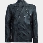 Men's Biker Style Black Leather Coat