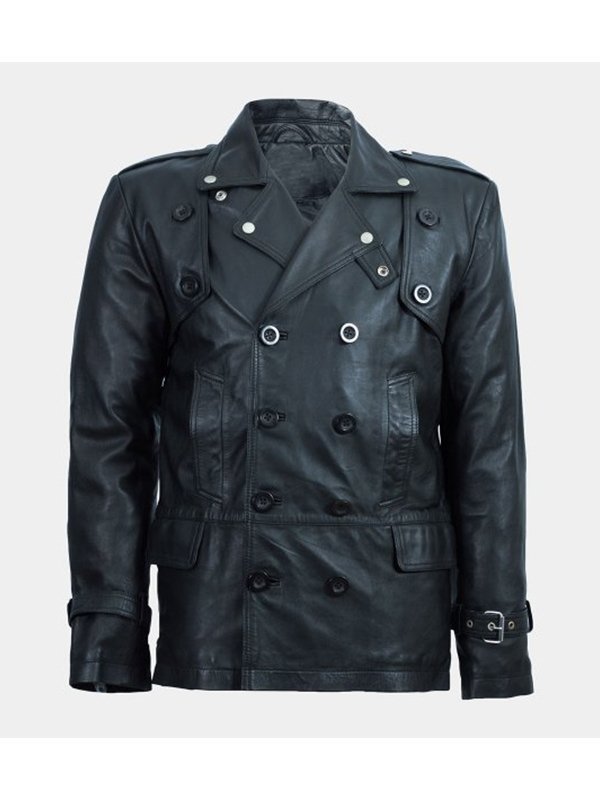 Men's Biker Style Black Leather Coat