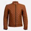 Men's Cafe Racer Quilted Brown Jacket