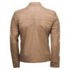 Men's Fashion Stripes Style Beige Leather Jacket