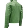 Men's Green High Collar Biker Leather Jacket