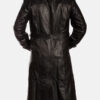 Men's Long Leather Black Trench Coat